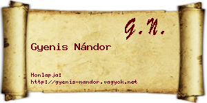 Gyenis Nándor névjegykártya